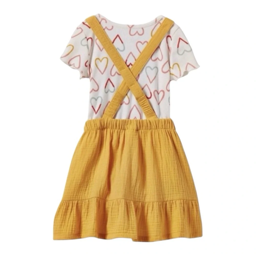 Cat & Jack Heart Print Top and Yellow Skirtall Set